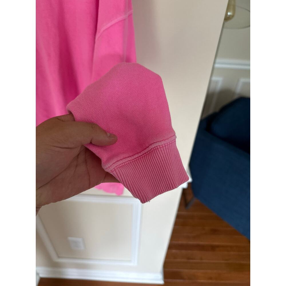 Aerie | Hot Pink Garment Dyed Off the Shoulder Preppy Crewneck Pullover Lounge - Picture 6 of 11